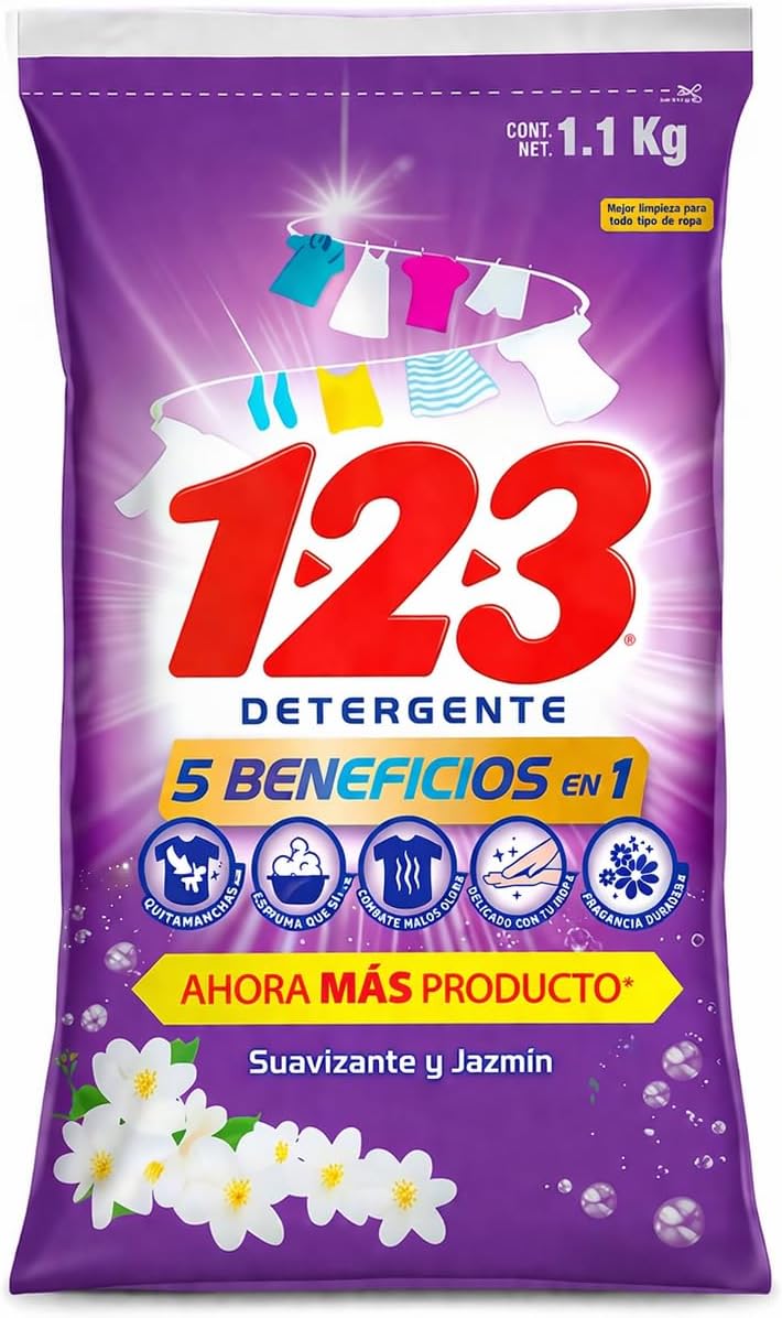 Detergente para Ropa 123 — Fórmula 5 en 1 Multiacción