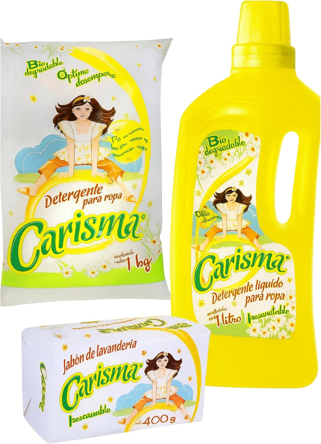 Carisma Laundry Cleaning Set — Powder, Liquid & Bar Soap (Pack of 3)